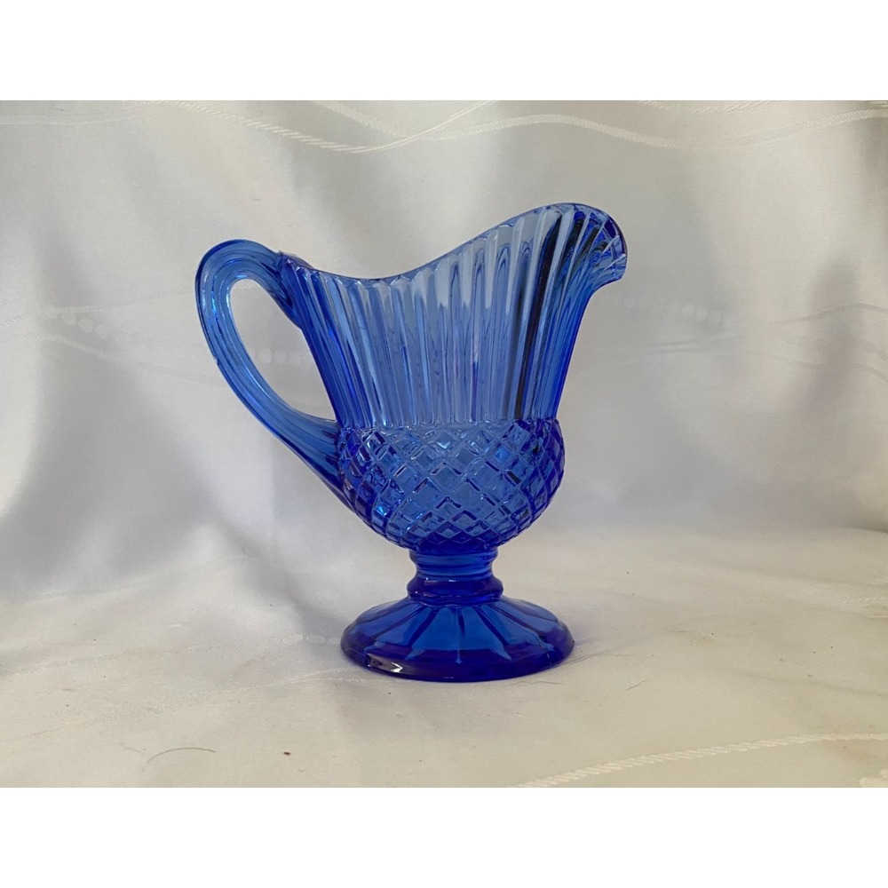 Vintage Avon Fostoria Cobalt Blue Pitcher With Mt Vernon 5.5" Tall